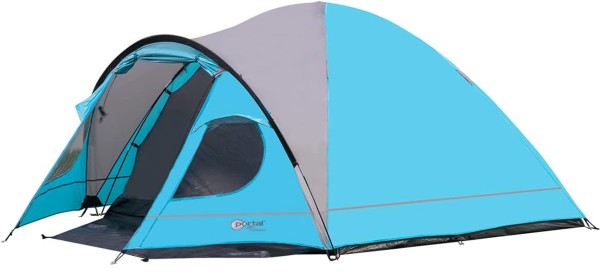 BRAVO 4 Zelt Kuppelzelt Familienzelt Camping wasserdicht blau