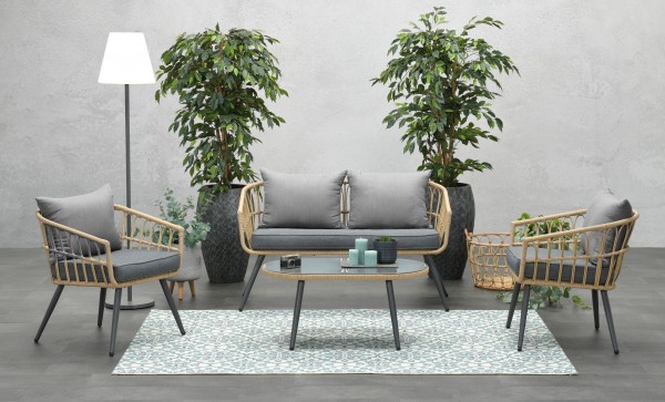 FRANKLIN Alu Lounge Set Gartenmöbel Sitzgruppe grau